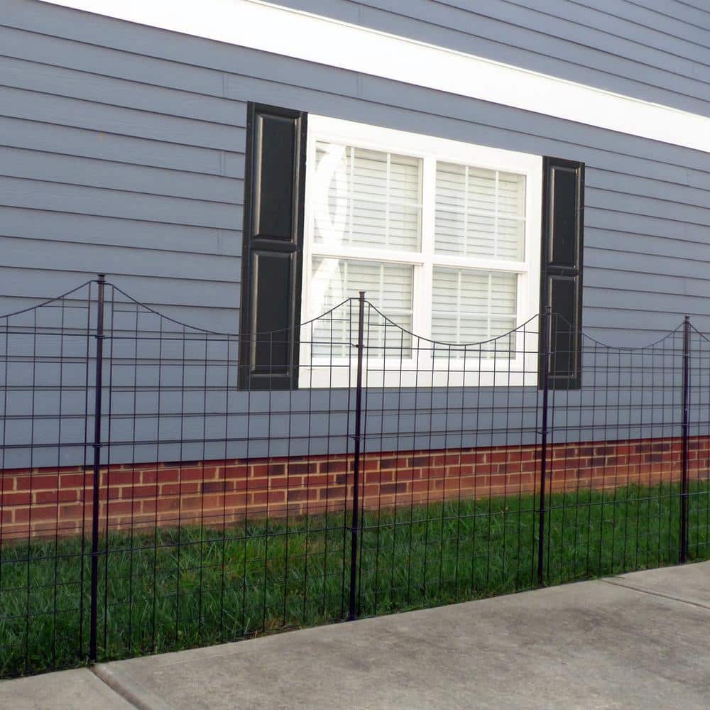 Zippity Outdoor Products 3.25 ft. H x 3 ft. W Zippity Black Metal Garden Fence Panel with Stakes (5-pack)