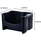 MIGHTY TUFF Jumbo Stackable 16 Gal. Storage Bins with Handles in Black (Pack of 3)