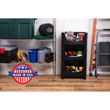 MIGHTY TUFF Jumbo Stackable 16 Gal. Storage Bins with Handles in Black (Pack of 3)