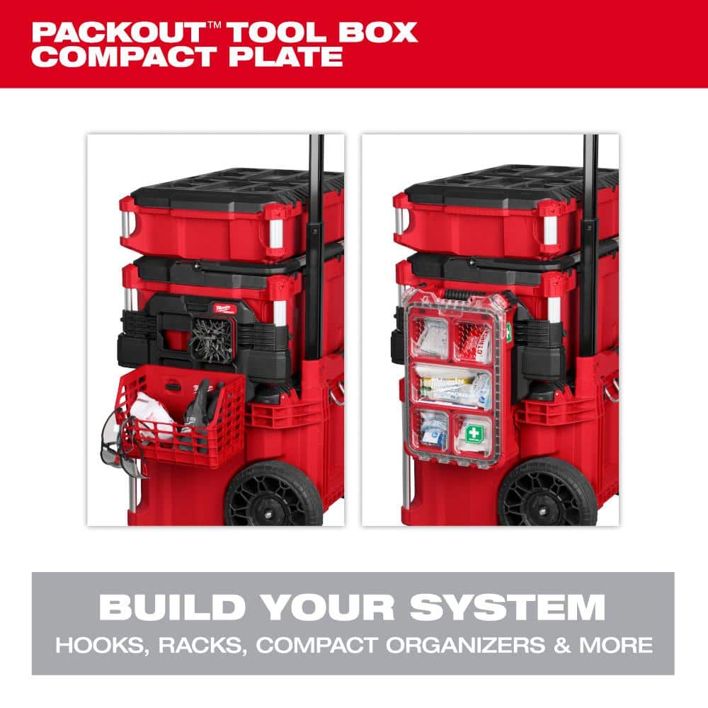 Milwaukee PACKOUT Compact Plate Tool Box Rack Attachment, 16.8 in x 9.6 in x 2.6 in