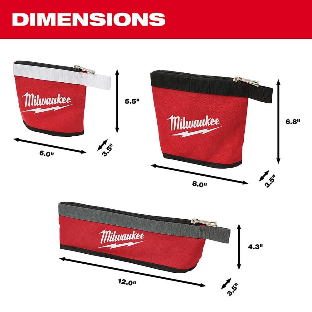 Milwaukee 14 in. Low-Profile Tool Backpack with Multi-Size Zipper Pouches (3-Pack)