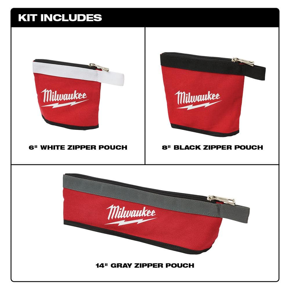 Milwaukee 14 in. Low-Profile Tool Backpack with Multi-Size Zipper Pouches (3-Pack)
