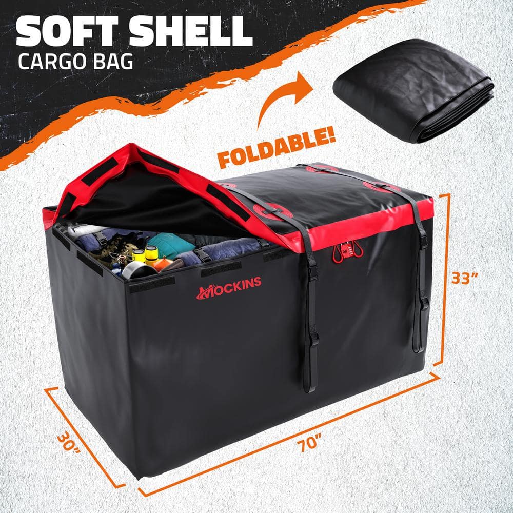 Mockins 40 cu. Ft. Waterproof Cargo Carrier Bag 70 in. x 33 in. x 30 in. Hitch Bag with Lock, Straps and Carry Bag - Red