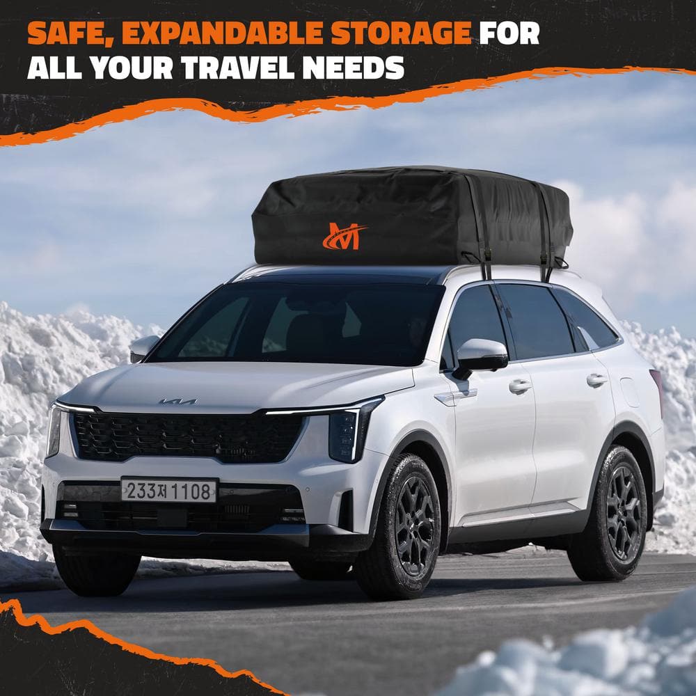 Mockins 25 cu. ft. Waterproof Rooftop Carrier Bag Capacity Storage Roof Bag Use With Or Without Racks/Bars Accessories Included