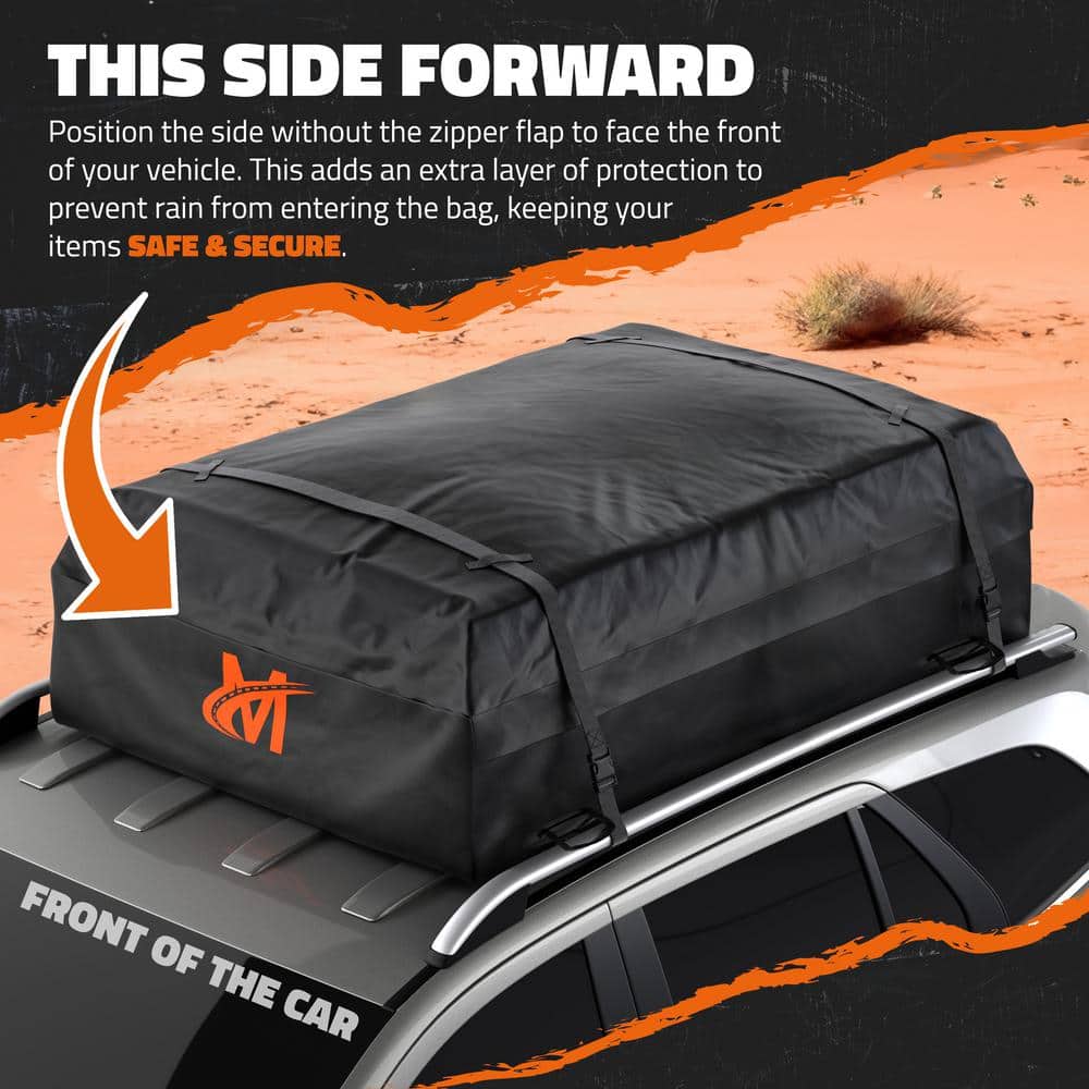 Mockins 25 cu. ft. Waterproof Rooftop Carrier Bag Capacity Storage Roof Bag Use With Or Without Racks/Bars Accessories Included