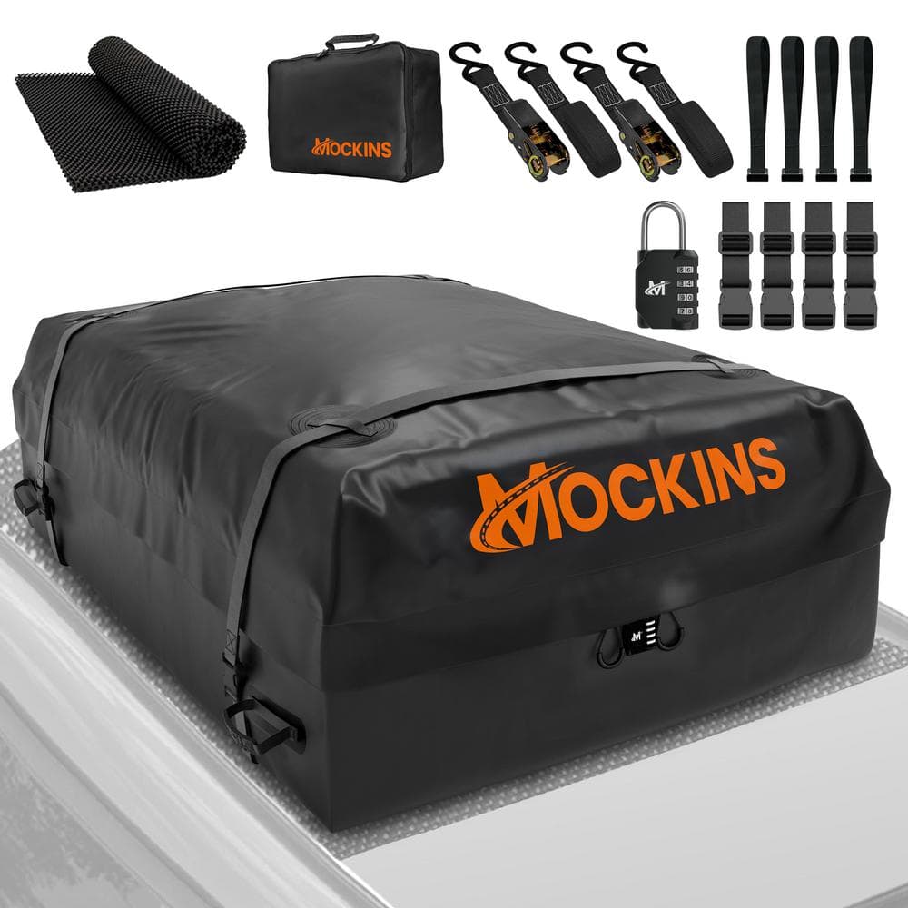 Mockins 25 cu. ft. Waterproof Rooftop Carrier Bag Capacity Storage Roof Bag Use With Or Without Racks/Bars Accessories Included
