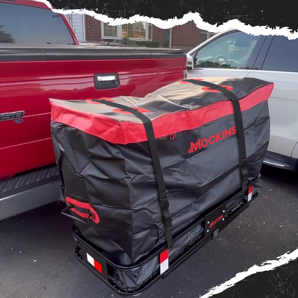 Mockins 15 cu. ft. Waterproof Cargo Carrier Bag 48 in. x 31 in. x 18 in. Hitch Cargo Bag and 4-Pack Cubes, Red