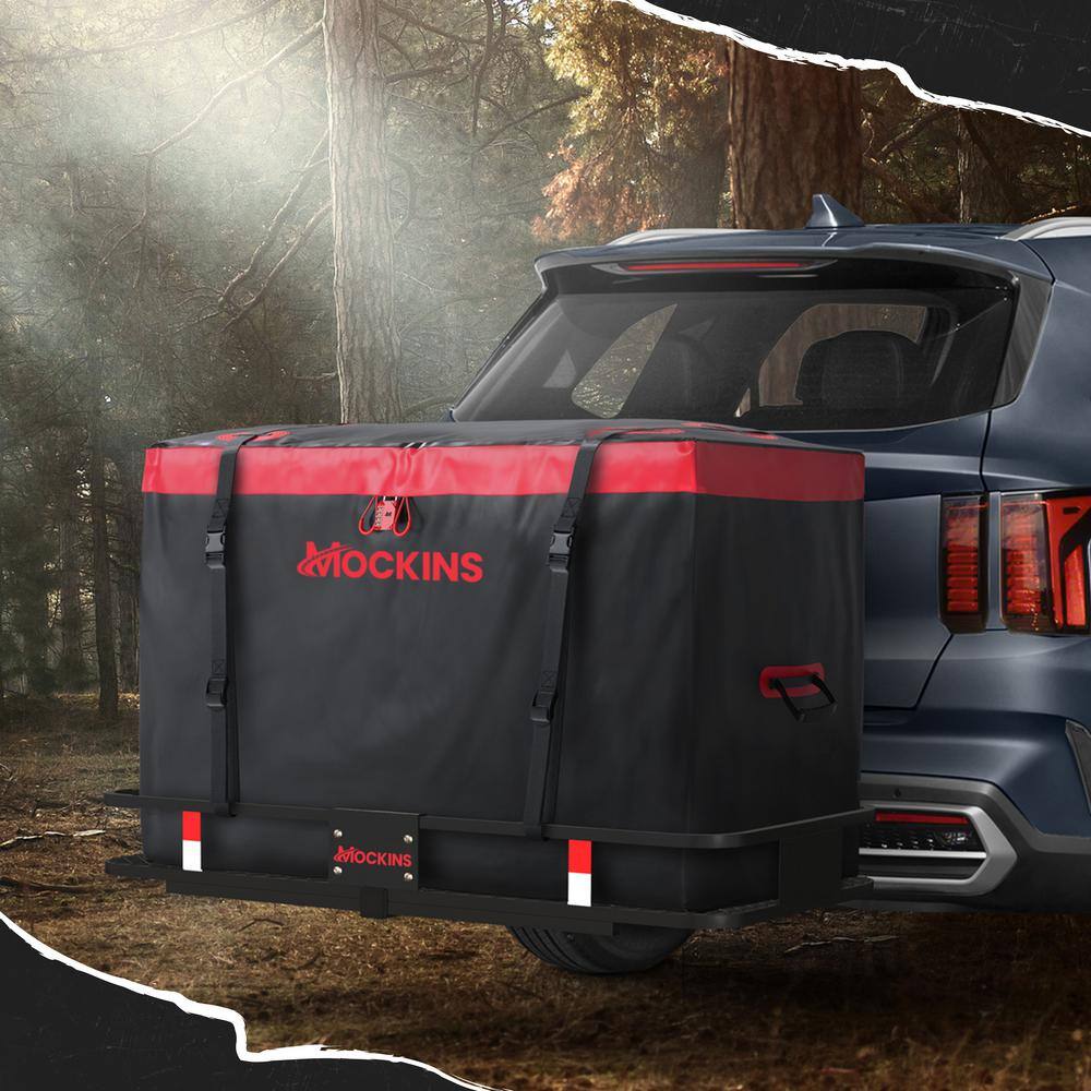 Mockins 15 cu. ft. Waterproof Cargo Carrier Bag 48 in. x 31 in. x 18 in. Hitch Cargo Bag and 4-Pack Cubes, Red