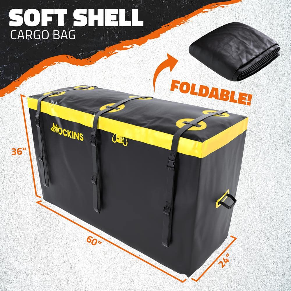 Mockins 30 cu. ft. Waterproof Cargo Carrier Bag 60 in. x 36 in. x 24 in. Cargo Hitch Bag with Lock Straps and Carry Bag, Yellow