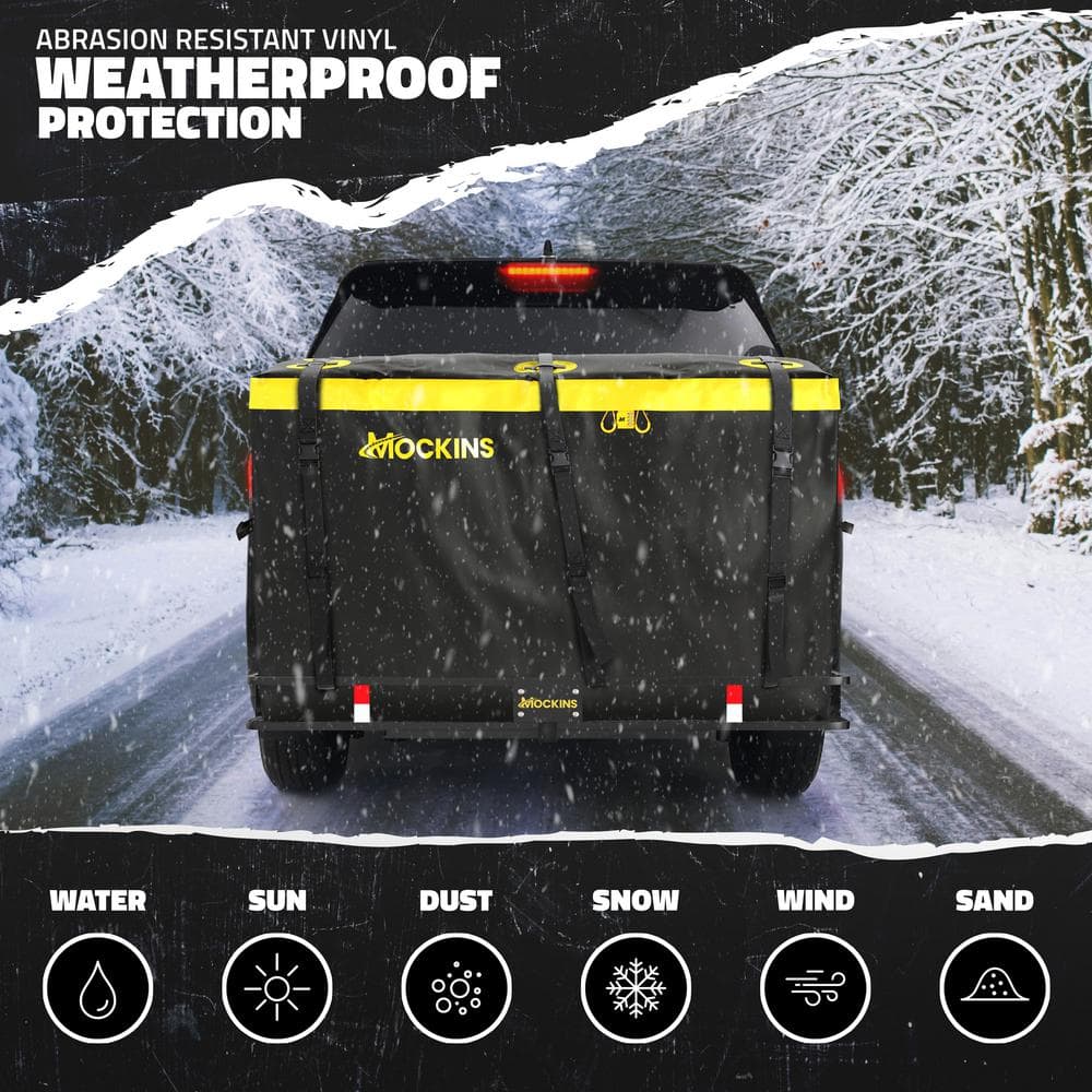 Mockins 30 cu. ft. Waterproof Cargo Carrier Bag 60 in. x 36 in. x 24 in. Cargo Hitch Bag with Lock Straps and Carry Bag, Yellow
