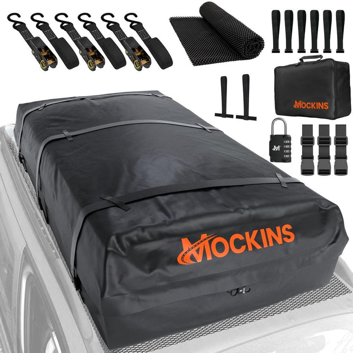 Mockins 40 Cu. ft. Waterproof Rooftop Cargo Carrier Bag - 72 in x 48 in x 20 in Soft Shell Roof Bag w/ Carry Bag and Accessories