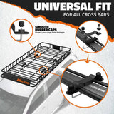 Mockins 84 in. x 39 in. x 6 in. Rooftop Cargo Carrier with Cargo Net and Ratchet Straps, 250 lbs. Cap Roof Luggage Basket