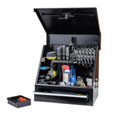 Montezuma 18 in. W x 12 in. D 1-Drawer Black Steel Portable Shop Triangle Tool Box Chest for Sockets, Wrenches and Screwdrivers