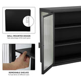 Nivencai 27.6 in. W x 9.1 in. D x 23.6 in. H Ready to Assemble Metal Wall Kitchen Cabinet in Black with Detachable Shelves