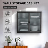 Nivencai 27.6 in. W x 9.1 in. D x 23.6 in. H Ready to Assemble Metal Wall Kitchen Cabinet in Black with Detachable Shelves
