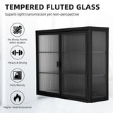 Nivencai 27.6 in. W x 9.1 in. D x 23.6 in. H Ready to Assemble Metal Wall Kitchen Cabinet in Black with Detachable Shelves