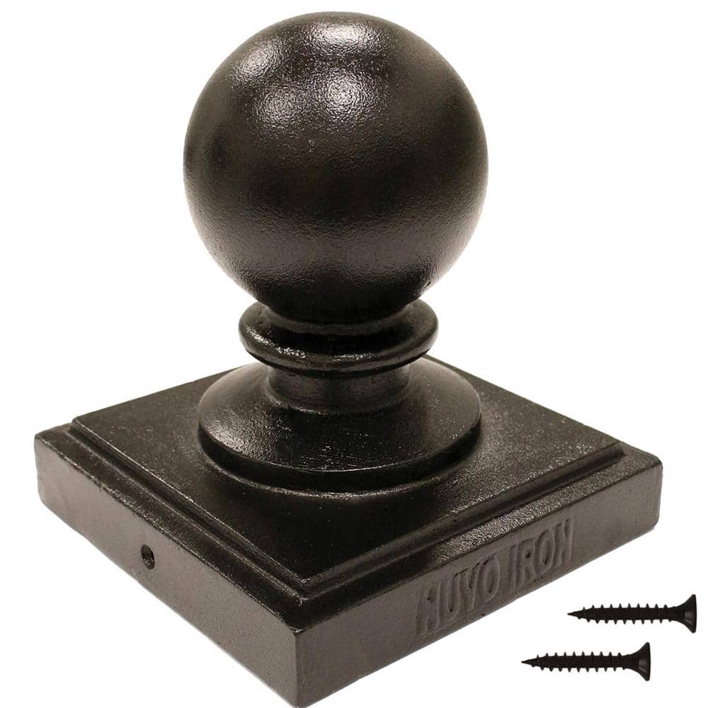 NUVO IRON 6 in. x 6 in. Black Aluminum Ornamental Ball Post Cap (12-Pack)
