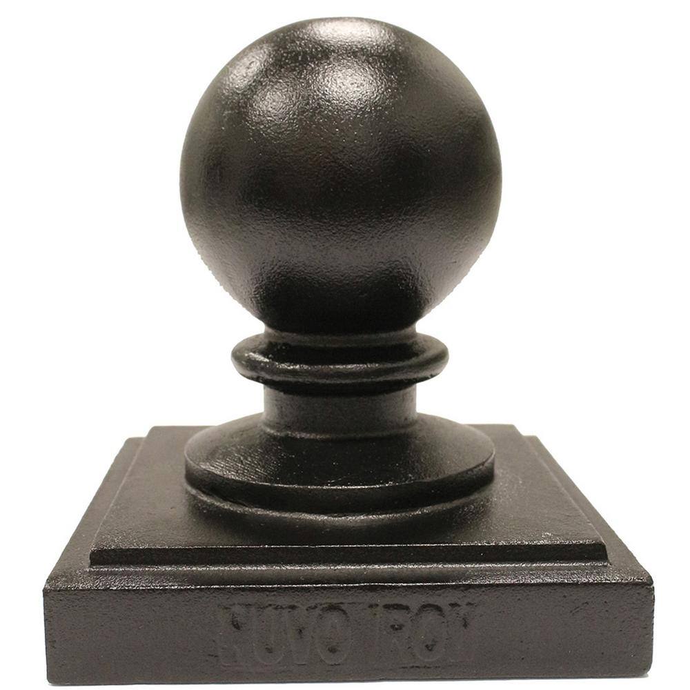 NUVO IRON 6 in. x 6 in. Black Aluminum Ornamental Ball Post Cap (12-Pack)