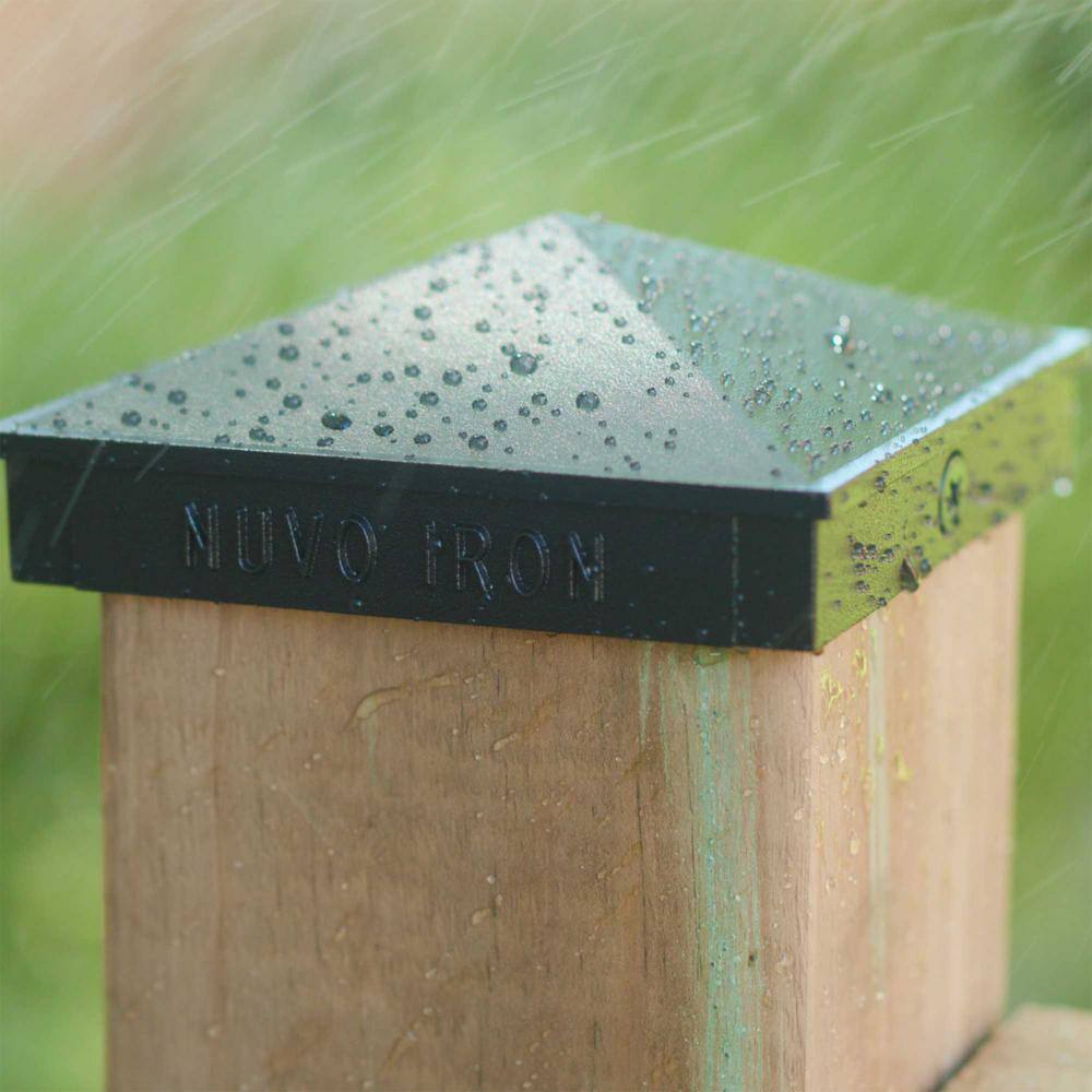NUVO IRON 4 in. x 4 in. Black Aluminum Ornamental Pyramid Post Cap (24-Pack)