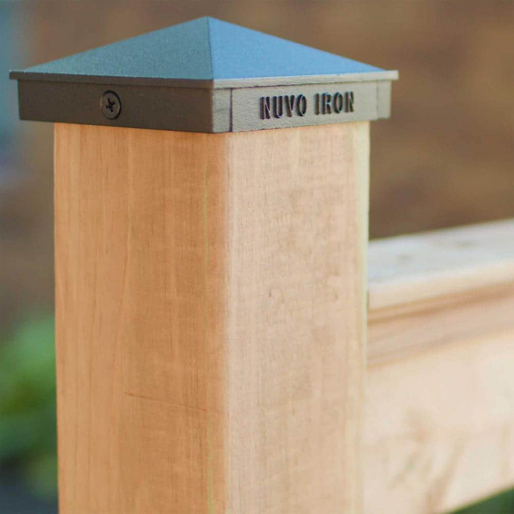 NUVO IRON 4 in. x 4 in. Black Aluminum Ornamental Pyramid Post Cap (24-Pack)