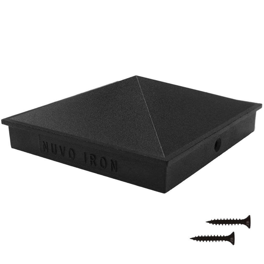NUVO IRON 4 in. x 4 in. Black Aluminum Ornamental Pyramid Post Cap (24-Pack)