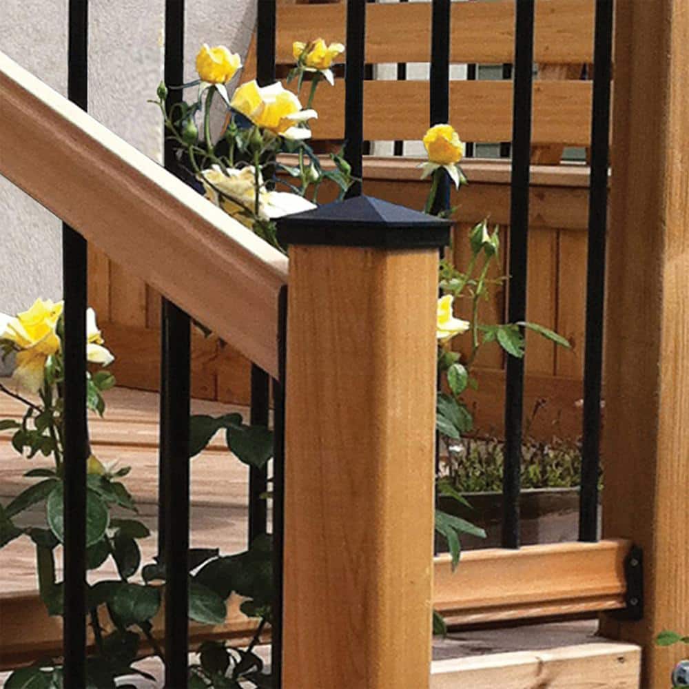 NUVO IRON 4 in. x 4 in. Black Aluminum Ornamental Pyramid Post Cap (24-Pack)