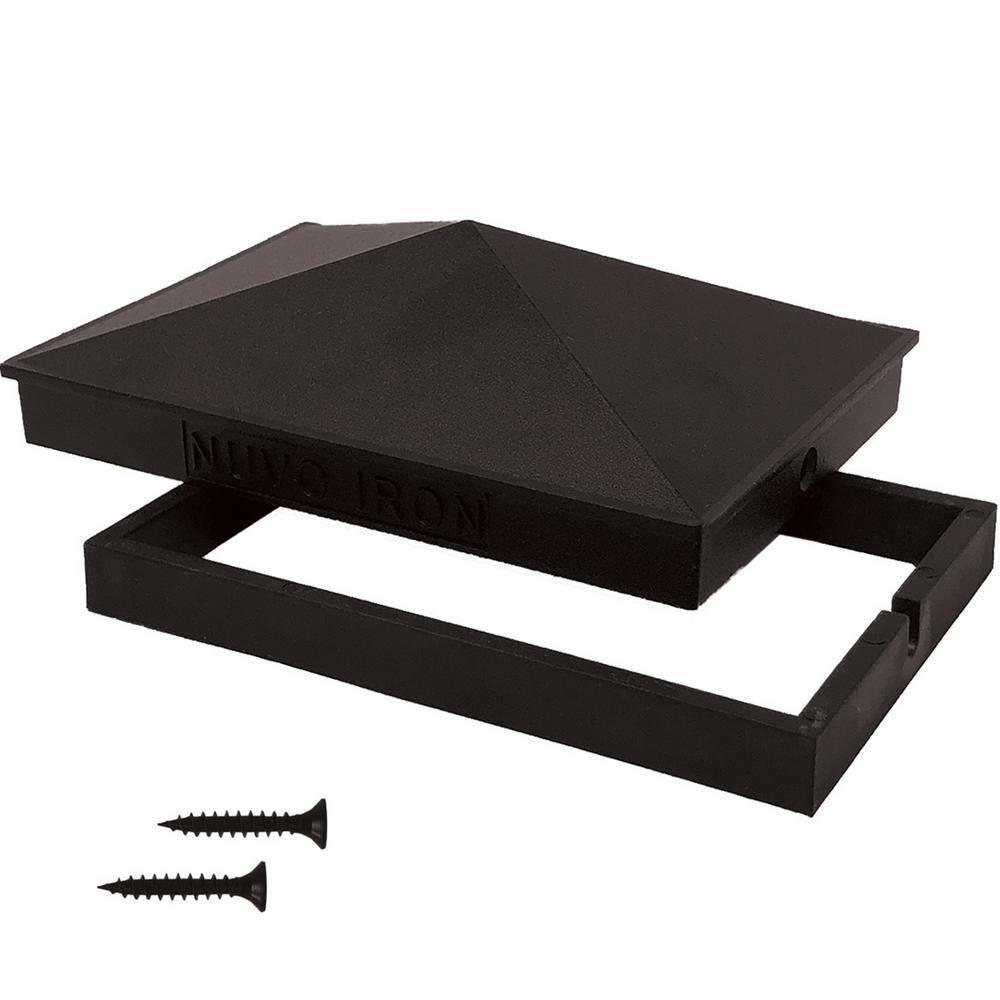 NUVO IRON 4 in. x 4 in. Black Aluminum Ornamental Pyramid Post Cap (24-Pack)