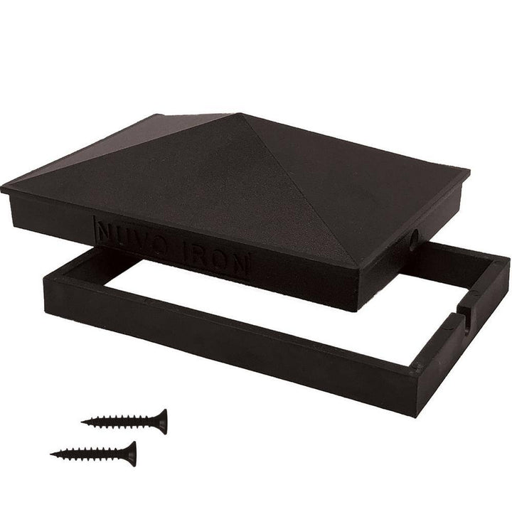 NUVO IRON 4 in. x 4 in. Black Aluminum Ornamental Pyramid Post Cap (24-Pack)