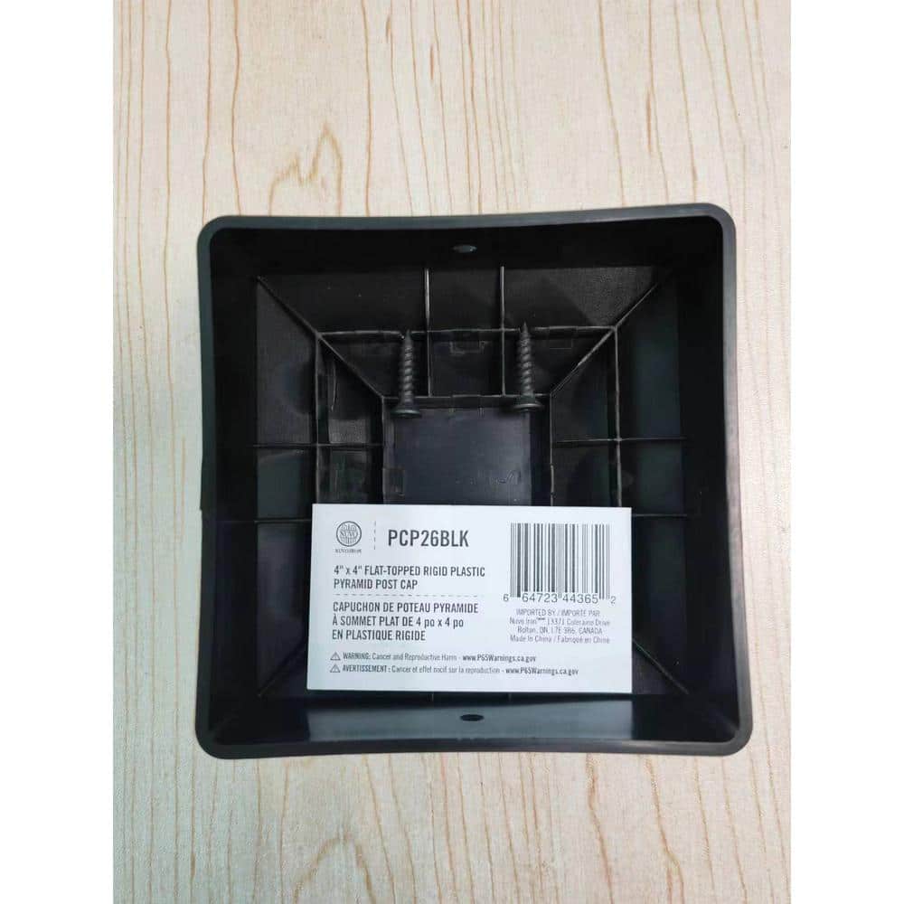 NUVO IRON 4 in. x 4 in. Black Rigid Plastic Pyramid Post Cap, (Pack of 12)