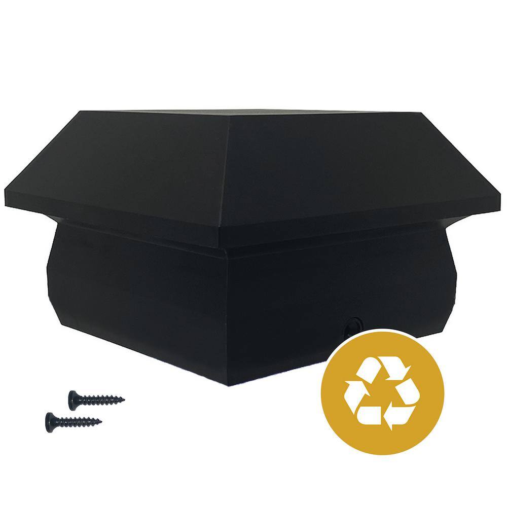 NUVO IRON 4 in. x 4 in. Black Plastic Pyramid Post Cap (24-Pack)