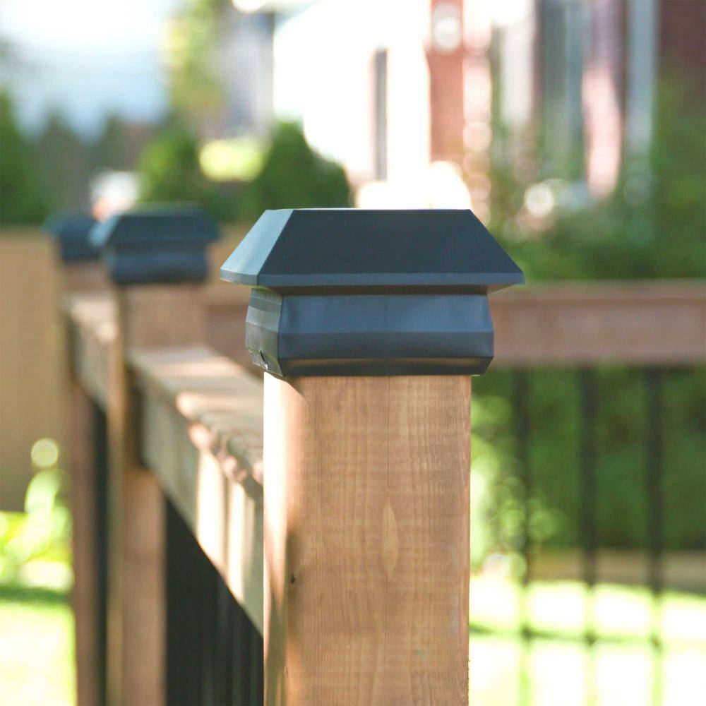 NUVO IRON 4 in. x 4 in. Black Plastic Pyramid Post Cap (24-Pack)