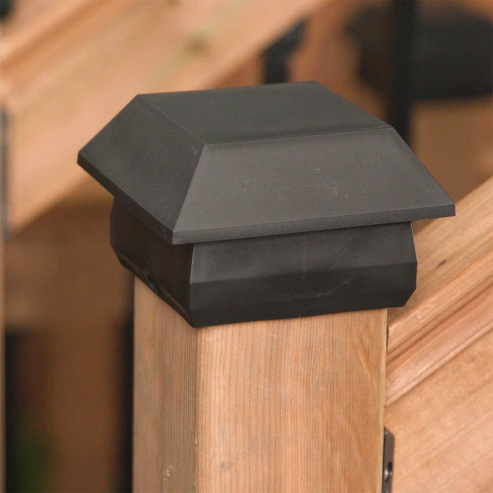 NUVO IRON 4 in. x 4 in. Black Plastic Pyramid Post Cap (24-Pack)