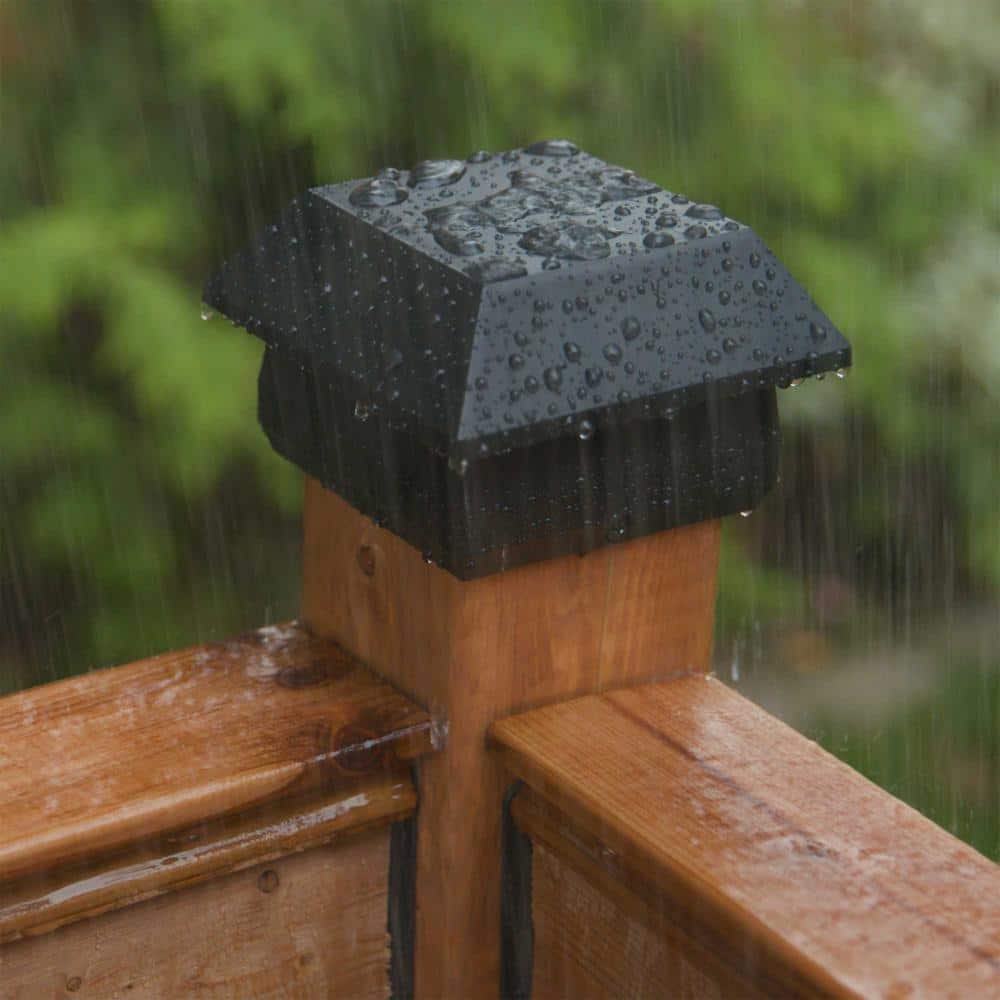 NUVO IRON 4 in. x 4 in. Black Plastic Pyramid Post Cap (24-Pack)