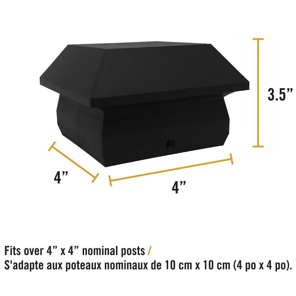 NUVO IRON 4 in. x 4 in. Black Plastic Pyramid Post Cap (24-Pack)
