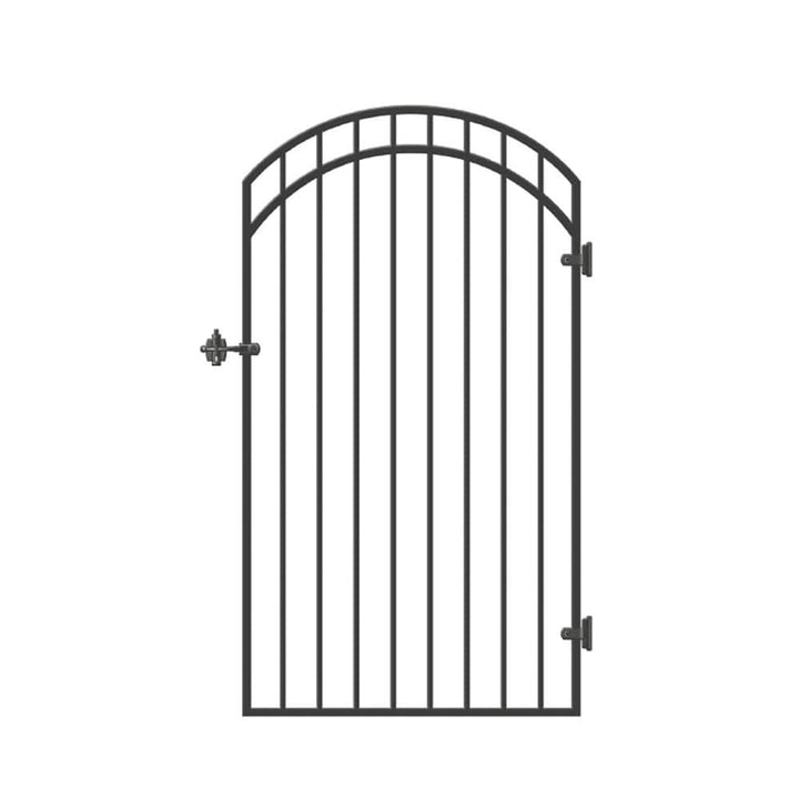 NUVO IRON 33 in. x 68 in. Garnet Gate Door with Arched External Rail for 36 in. Door Openings (Hardware Included)