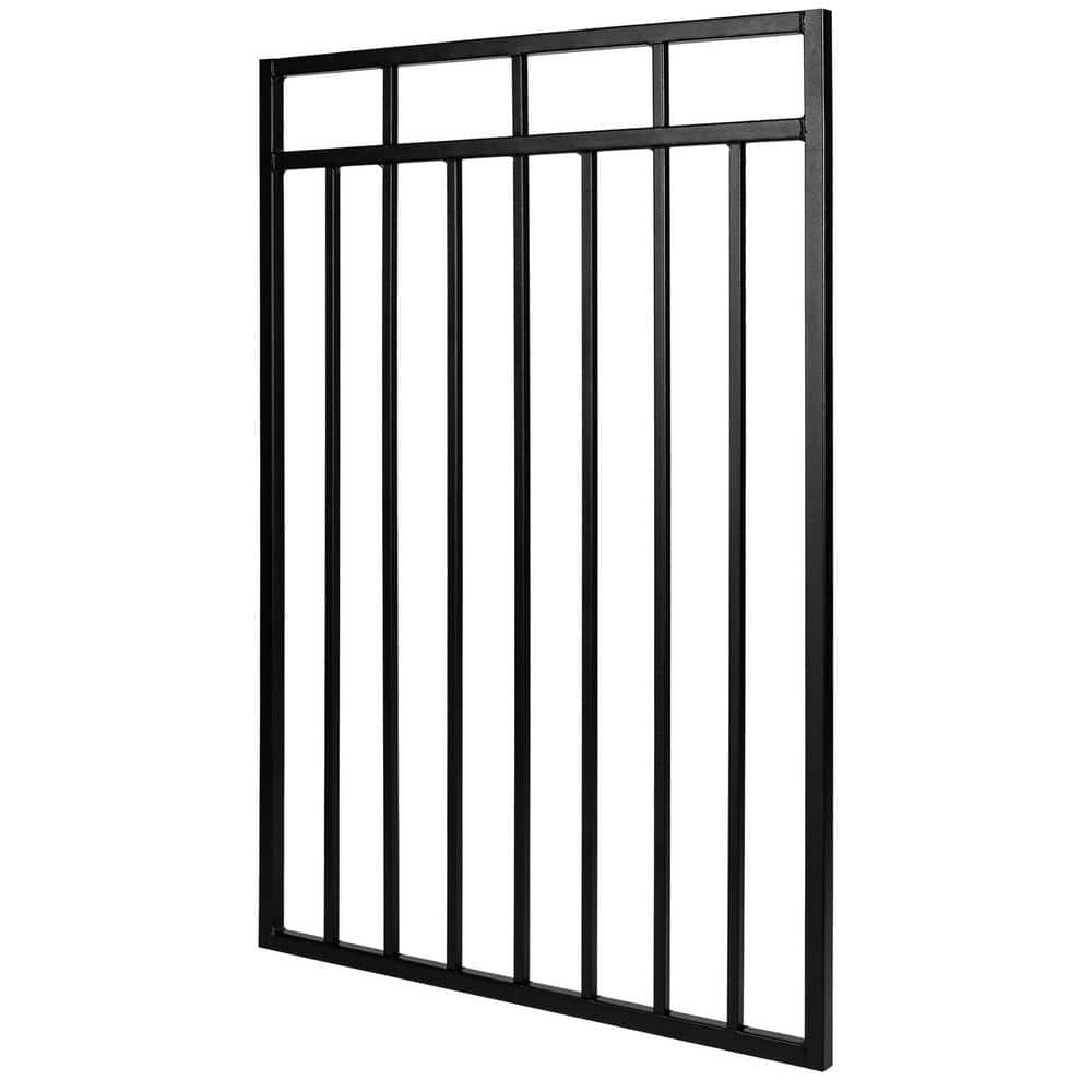 NUVO IRON 2.75 ft. x 3.83 ft. Benitoite Profile Black Iron Center Point Fence Gate