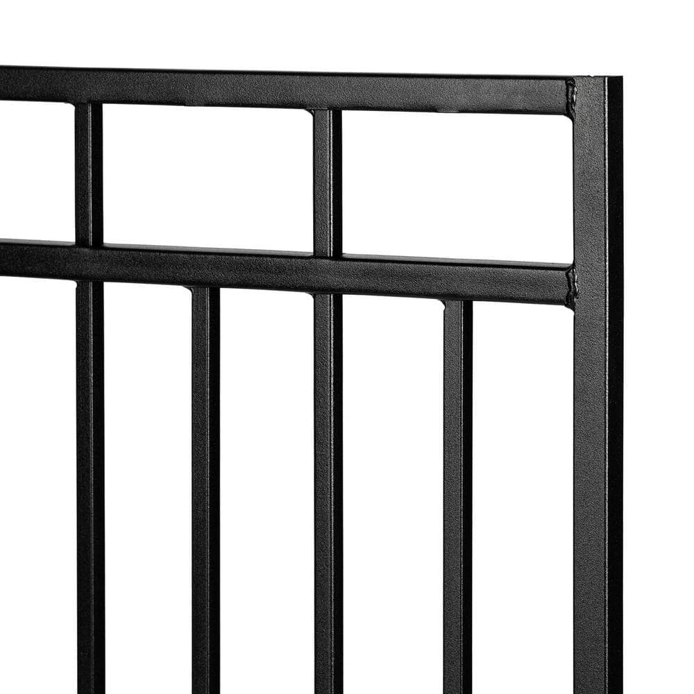 NUVO IRON 2.75 ft. x 3.83 ft. Benitoite Profile Black Iron Center Point Fence Gate