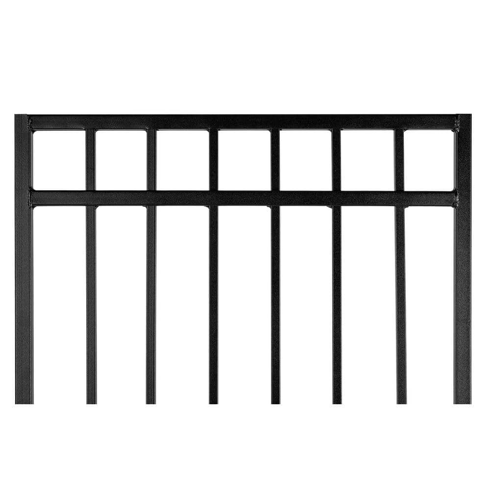NUVO IRON 2.75 ft. x 5.67 ft. Coral Profile Black Iron Flat Top Fence Gate