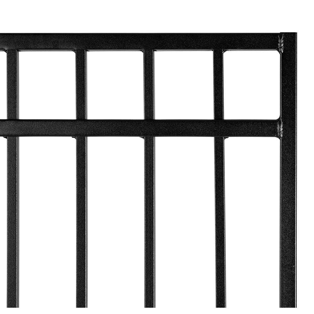 NUVO IRON 2.75 ft. x 5.67 ft. Coral Profile Black Iron Flat Top Fence Gate
