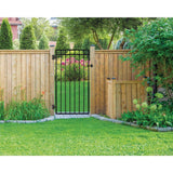 NUVO IRON 2.75 ft. x 5.67 ft. Coral Profile Black Iron Flat Top Fence Gate
