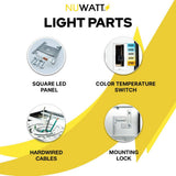 NuWatt 1 ft. x 1 ft. 120V Surface Mount 1500LM Integrated LED Panel Internal Driver, 5CCT 2700K to 5000K, Dimmable, Black Trim