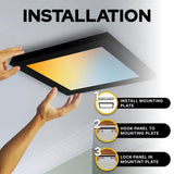 NuWatt 1 ft. x 1 ft. 120V Surface Mount 1500LM Integrated LED Panel Internal Driver, 5CCT 2700K to 5000K, Dimmable, Black Trim