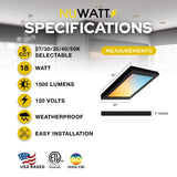 NuWatt 1 ft. x 1 ft. 120V Surface Mount 1500LM Integrated LED Panel Internal Driver, 5CCT 2700K to 5000K, Dimmable, Black Trim