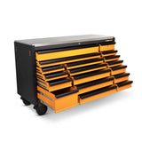 GEARWRENCH GSX 72 in. x 25 in. 18 Drawer Orange and Black Rolling Tool Cabinet with Stainless Steel Worktop and Black Pulls