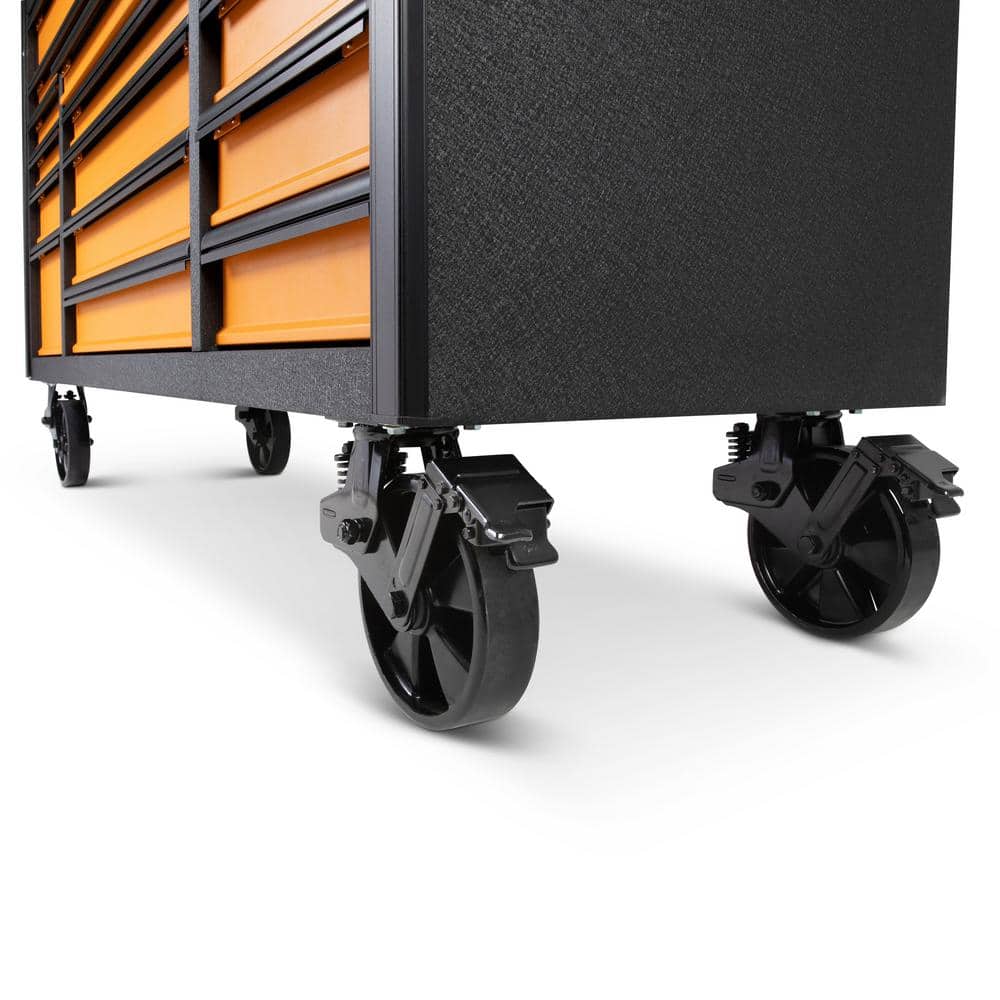 GEARWRENCH GSX 72 in. x 25 in. 18 Drawer Orange and Black Rolling Tool Cabinet with Stainless Steel Worktop and Black Pulls