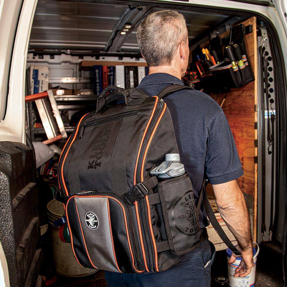 Klein Tools Tradesman Pro 17.25 in Tool Station Backpack with Worklight, 21 Pockets, 1680D Ballistic Nylon