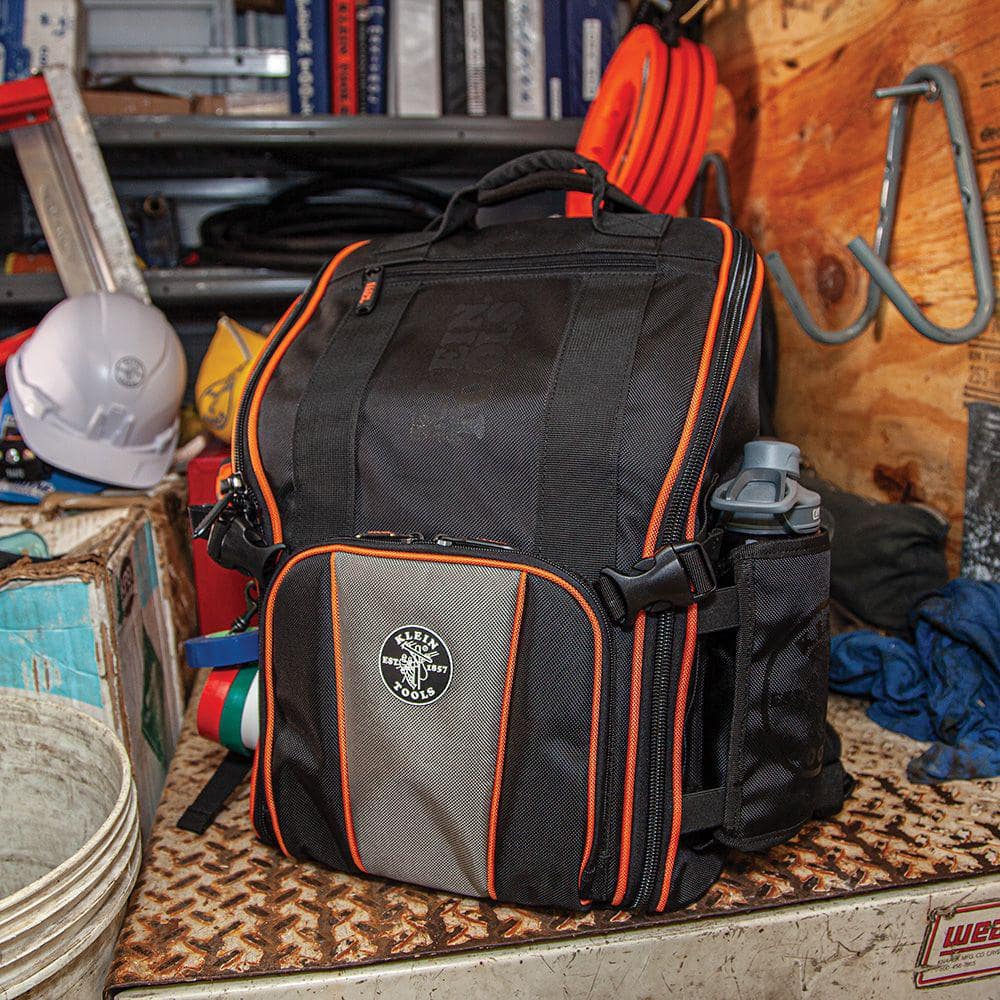 Klein Tools Tradesman Pro 17.25 in Tool Station Backpack with Worklight, 21 Pockets, 1680D Ballistic Nylon