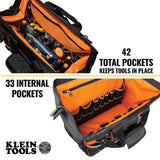 Klein Tools Tradesman Pro Wide-Open Tool Bag, 42 Pockets, 16-Inch (Model 55469)