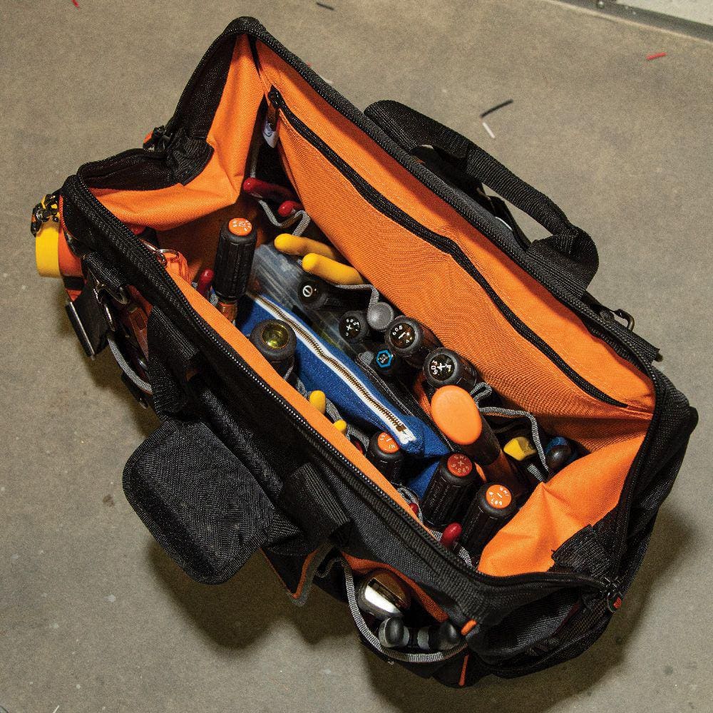 Klein Tools Tradesman Pro Wide-Open Tool Bag, 42 Pockets, 16-Inch (Model 55469)