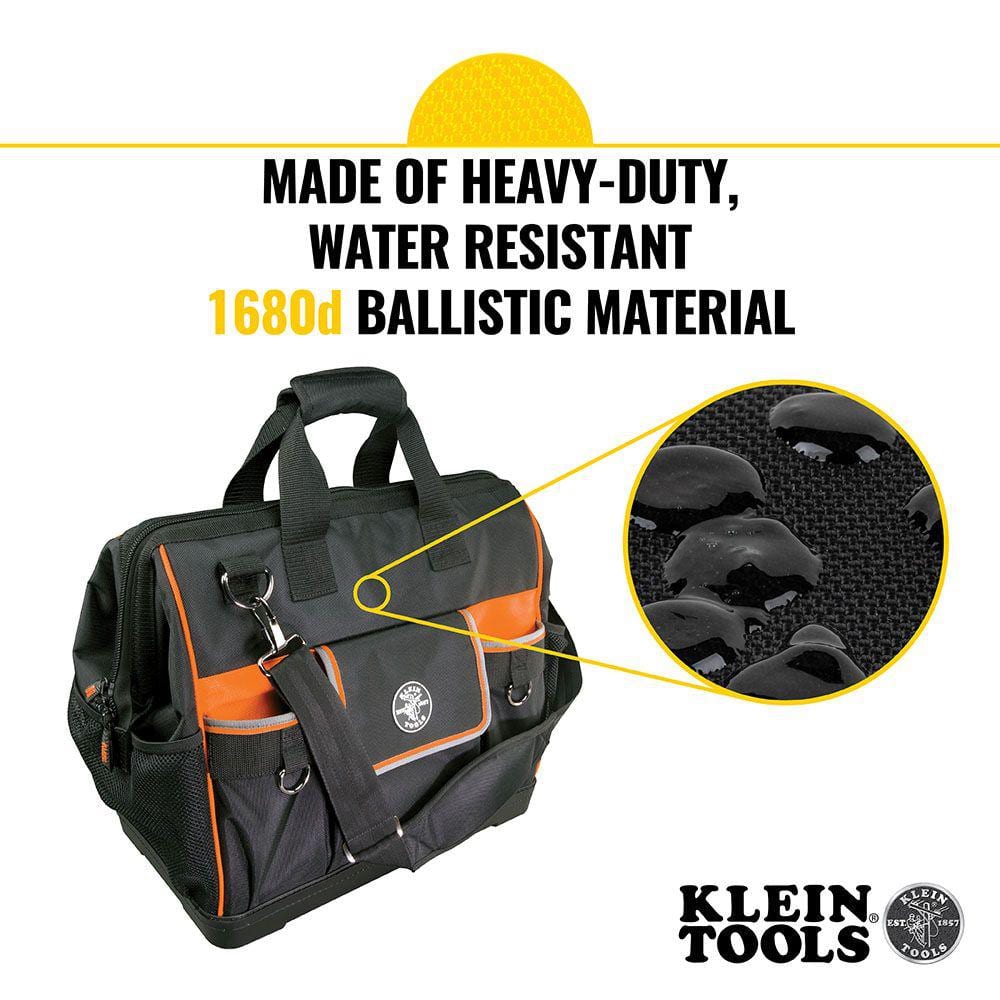 Klein Tools Tradesman Pro Wide-Open Tool Bag, 42 Pockets, 16-Inch (Model 55469)